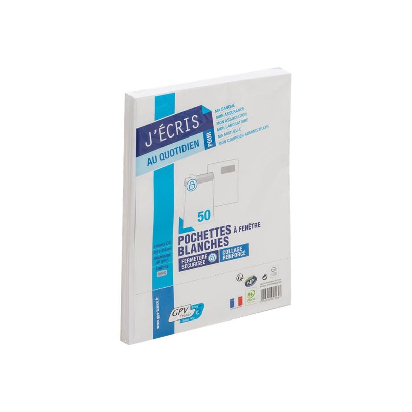 0400000405698-GPV - 50 Pochettes Enveloppes C4 229 x 324 mm - 90 gr - fenêtre 50x100 mm - blanc - bande adh-P_40569_1-0