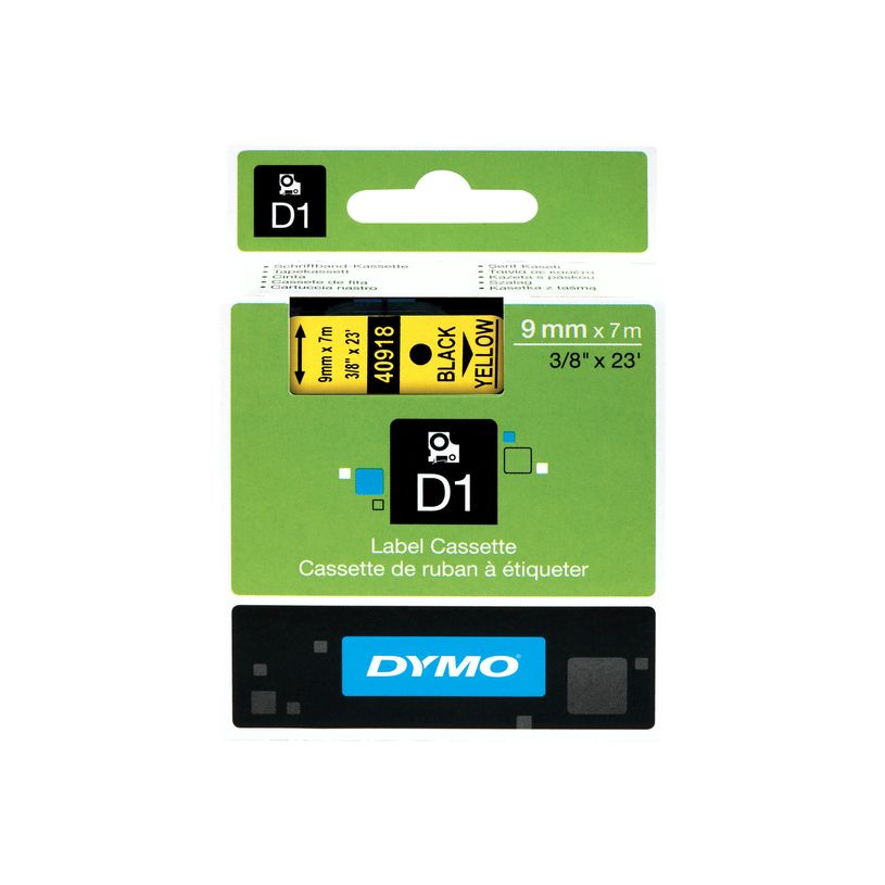 5411313409186-Dymo D1 - Ruban d'étiquettes auto-adhésives - 1 rouleau (9 mm x 7 m) - fond jaune écriture -P_40918_2-5
