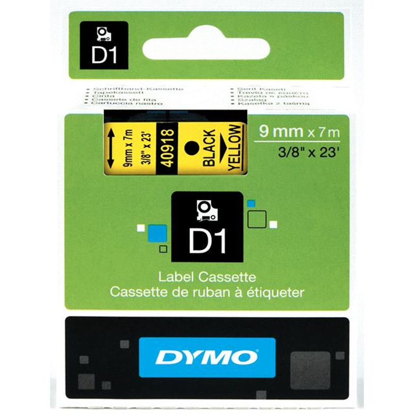 5411313409186-Dymo D1 - Ruban d'étiquettes auto-adhésives - 1 rouleau (9 mm x 7 m) - fond jaune écriture -P_40918_5-0