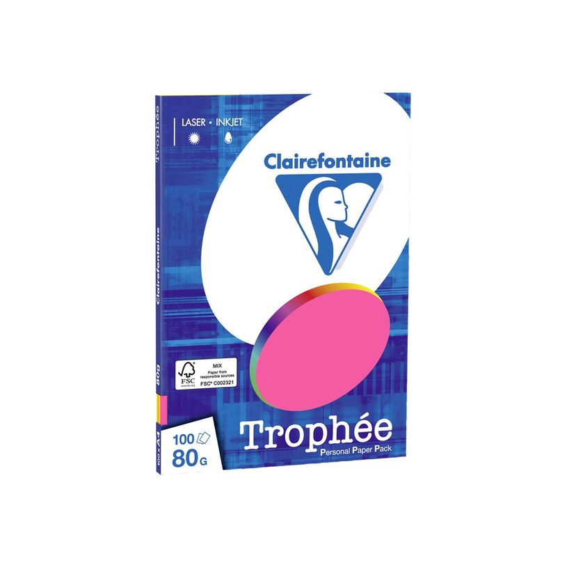 0000000412001-Clairefontaine Trophée - Papier couleur - A4 (210 x 297 mm) - 80 g/m² - Ramette de 100 feuille-P_41200_2-1