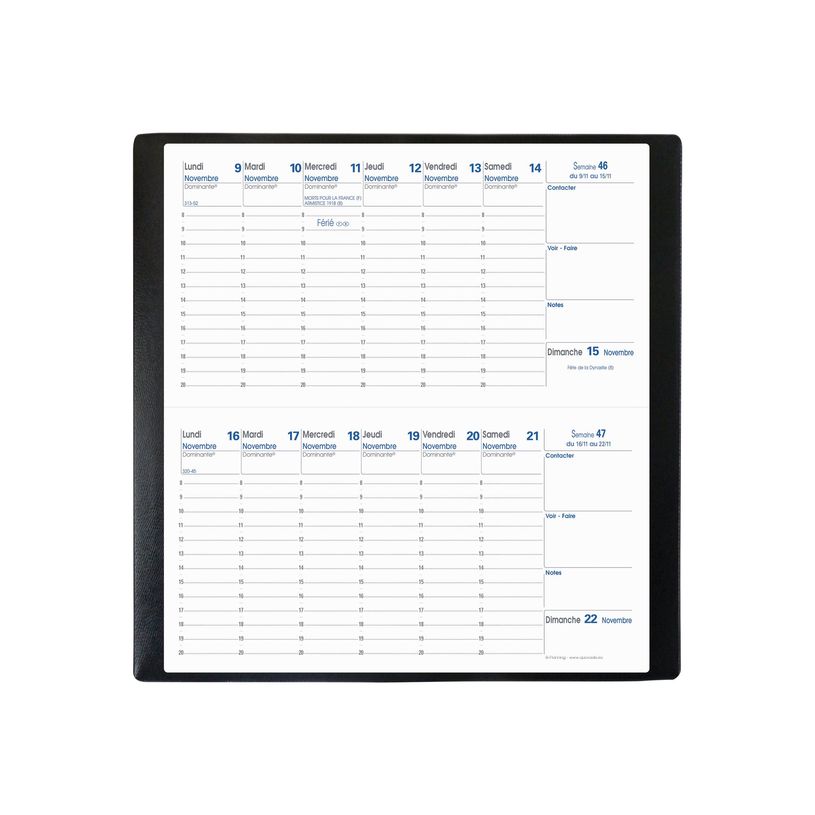 3371010130771-Quo Vadis - Agenda - Bi-Planning - Quinzainier - Français - Impala - Noir - 12 mois de janvier à décembre - 8,8x17 cm - Papier Clairefontaine blan-P_43104_1-5
