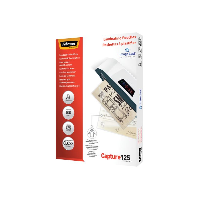 077511530746-Fellowes Laminating Pouches Capture 125 micron - paquete de 100 - glosario - A4 - bolsas para -P_53074_1-11