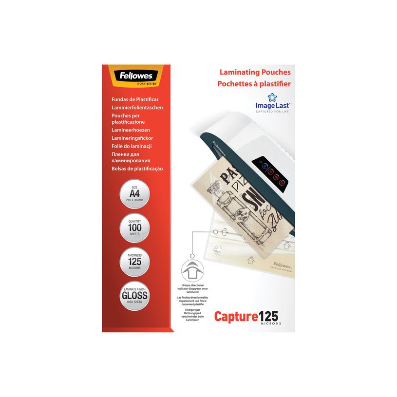 077511530746-Fellowes Laminating Pouches Capture 125 micron - paquete de 100 - glosario - A4 - bolsas para l-P_53074_2-8