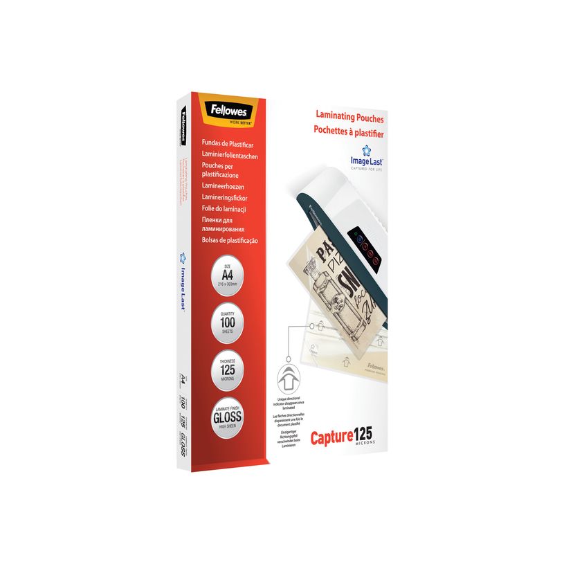 077511530746-Fellowes Laminating Pouches Capture 125 micron - paquete de 100 - glosario - A4 - bolsas para -P_53074_4-10
