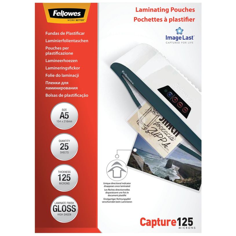 0775115396330-Fellowes - 25 pochettes de plastification A4 (216 x 303 mm) - 125 microns - brillantes -P_53963_1-0