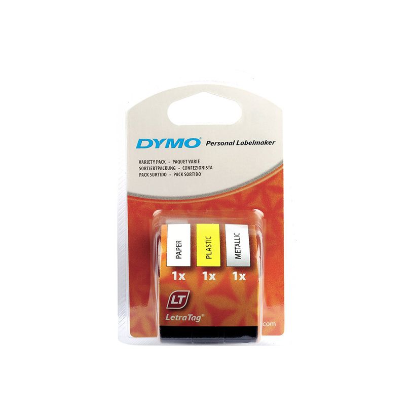 5411313912419-Dymo LetraTAG - Ruban d'étiquettes auto-adhésives - 3 rouleaux métalique, papier et plastique (12 mm x 4 m) - fond jaun-P_91240_5-4