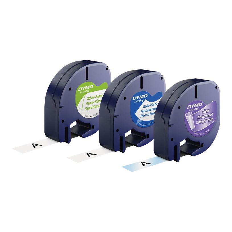 5411313912419-Dymo LetraTAG - Ruban d'étiquettes auto-adhésives - 3 rouleaux métalique, papier et plastique (12 mm x 4 m) - fond jaun-P_91240_7-5