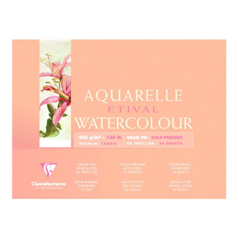 3329680964707-Clairefontaine Etival - Bloc de papier aquarelle - 25 feuilles 18 x 24 cm - 300 g/m²-P_96470_1-0