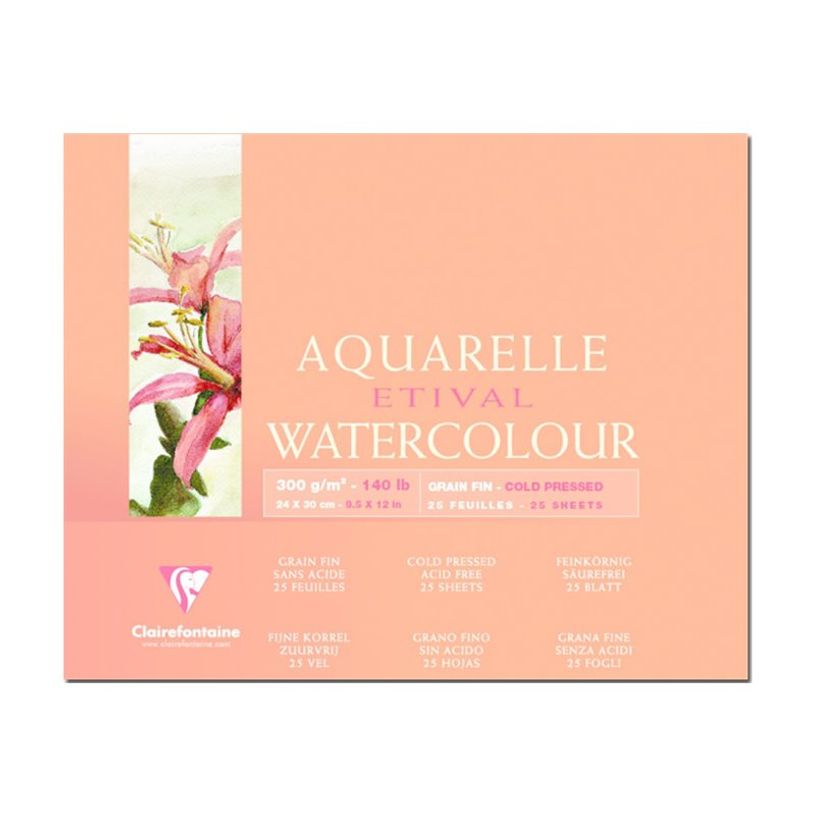 3329680964714-Clairefontaine Etival - Bloc de papier aquarelle - 25 feuilles 24 x 30 cm - 300 g/m²-P_96471_1-0