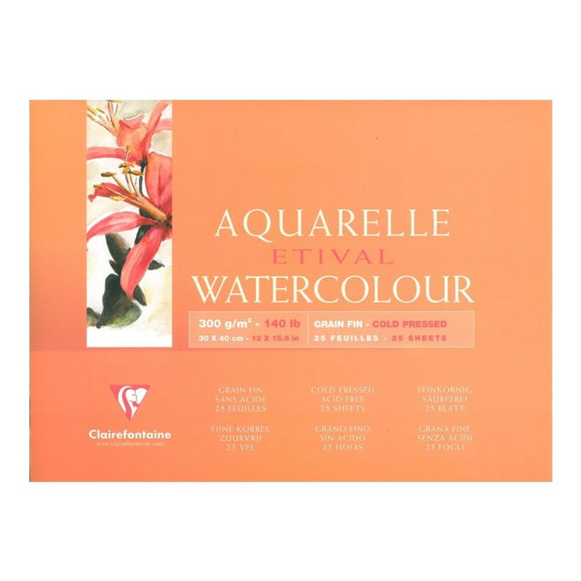 3329680964721-Clairefontaine Etival - Bloc de papier aquarelle - 25 feuilles 30 x 40 cm - 300 g/m²-P_96472_1-0