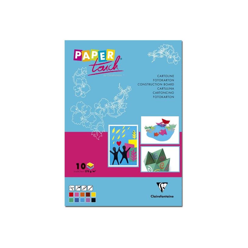 3329680973440-Clairefontaine Papertouch - Bloc cartoline A4 - 10 feuilles - 270 g/m² - couleurs assorties-P_97344_1-0