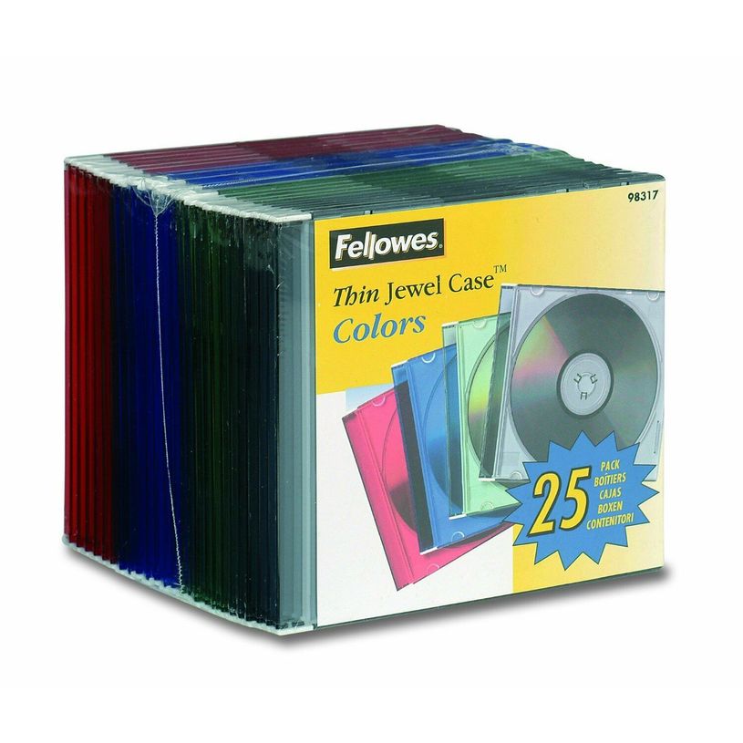 0077511983177-Fellowes - 25 boîtiers fins pour CD - couleurs assorties-P_98317_1-0