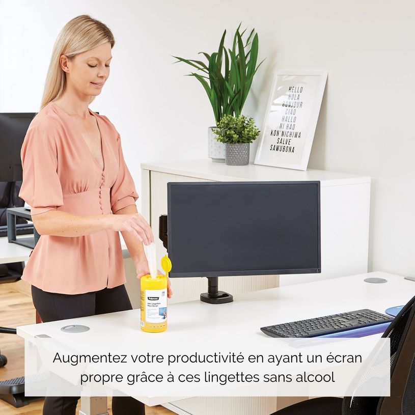 0043859587131-Fellowes Boîte de 100 lingettes nettoyantes pour écran-P_99703_8-1