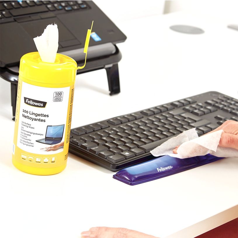 0043859587131-Fellowes Boîte de 100 lingettes nettoyantes pour écran-P_99703_9-2