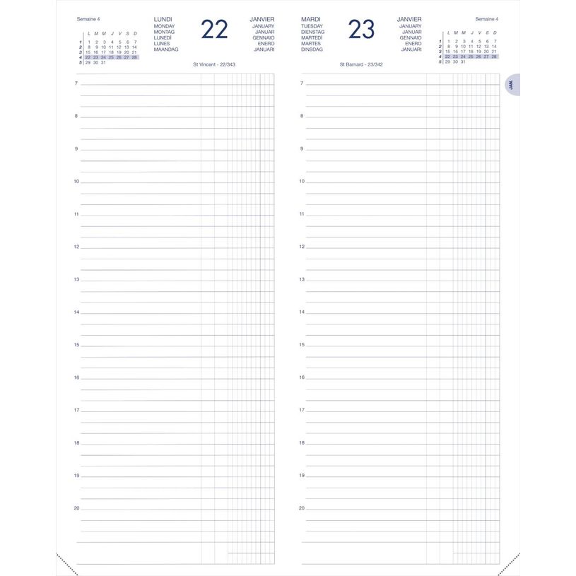 3147281102003-Lecas Comptoir Long Euro Centimes - Agenda 1 jour par page - 14 x 35 cm - noir--1