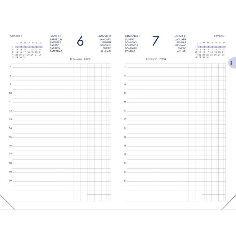 3147281104014-Lecas Couronne Euro Centimes - Agenda 1 jour par page - 12 x 17 cm - noir--1