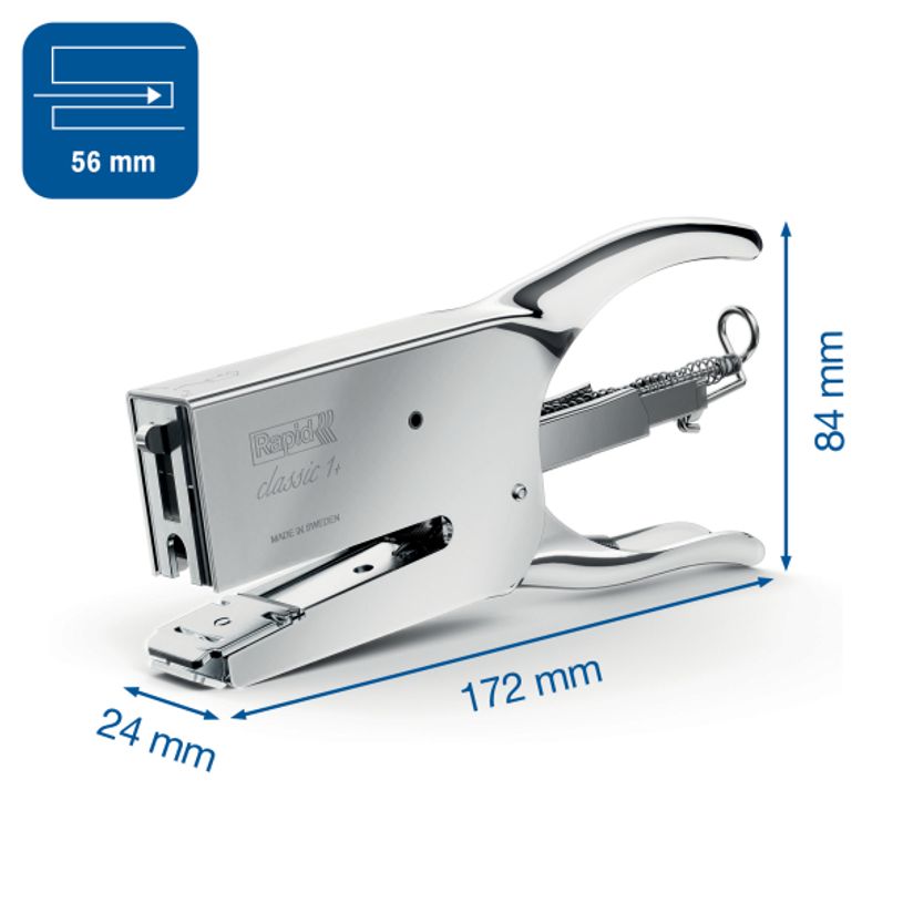 7313465106020-Rapid - Pince Agrafeuse Classic K1 chromée - capacité de 50 feuilles - agrafes 26/6 ou 26/8+--6