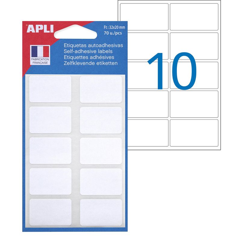 3270241119107-Apli Agipa - 70 Étiquettes adhésives blanches - 20 x 32 mm - réf 111910-P_111910_1-0