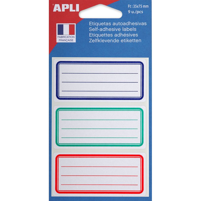 3270241119817-Apli Agipa - 9 Étiquettes scolaires cadre et lignes bleus, rouges, verts - 81 x 36 mm - réf-P_111981_1-0