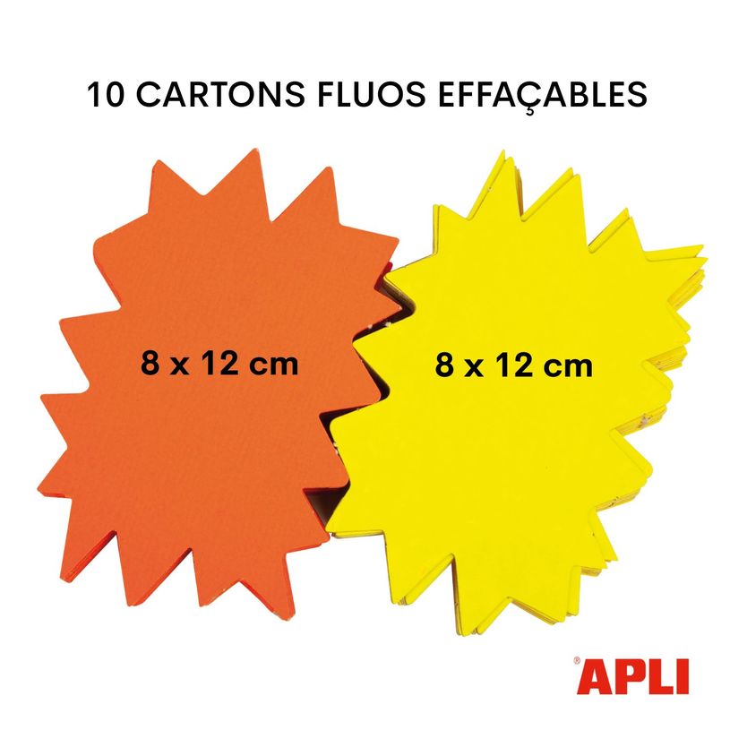 3270241129106-Apli Agipa - 10 éclatés fluo effaçables - jaune/orange - 8 x 12 cm--1
