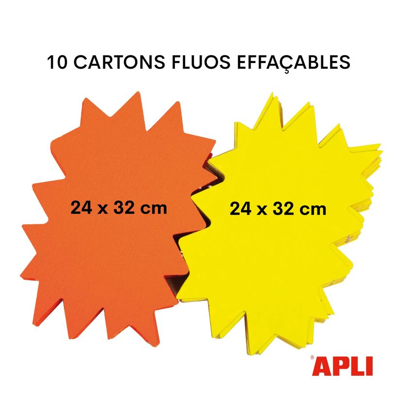 3270241149104-Apli Agipa - 10 éclatés fluo effaçables - jaune/orange - 24 x 32 cm--1