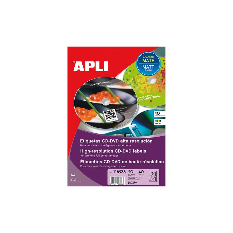 3270241189360-Apli - 40 Étiquettes CD/DVD photo mat-P_118936_1-0