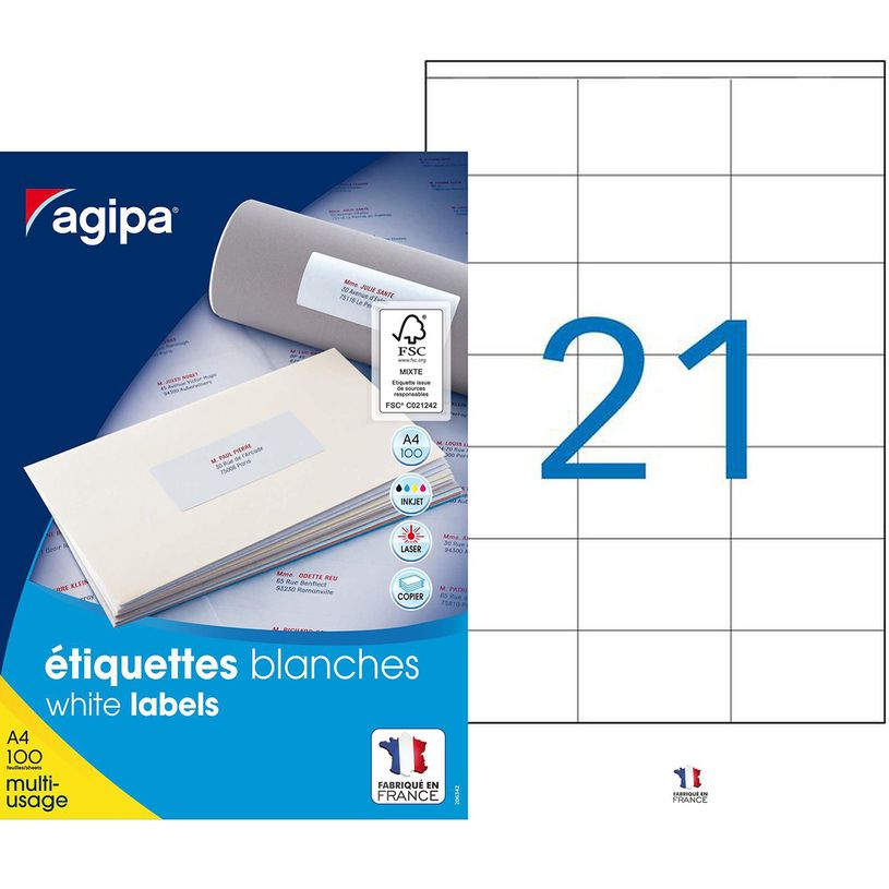 3270241190090-Apli Agipa - 2100 Étiquettes adhésives blanches multi-usages - 70 x 42 mm - coins droits - -P_119009_1-0