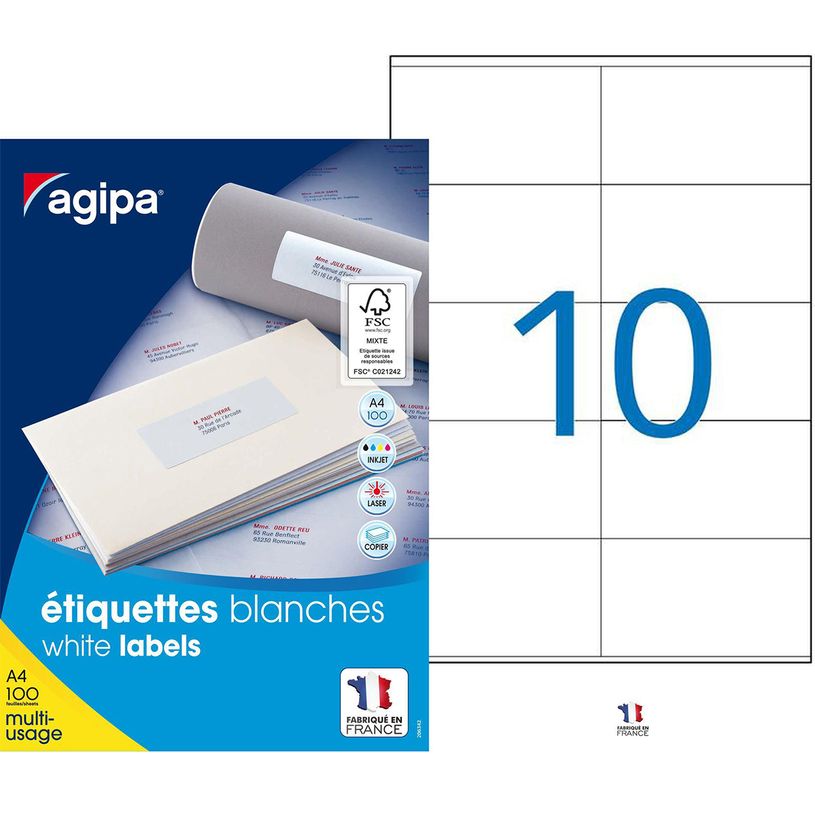 3270241190137-Apli Agipa - 1000 Étiquettes adhésives blanches multi-usages - 105 x 57 mm - coins droits --P_119013_1-0