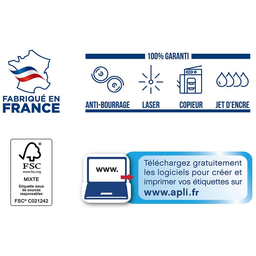 3270241190144-Apli Agipa - 400 Étiquettes adhésives blanches multi-usages - 105 x 148,5 mm - coins droits-P_119014_2-1