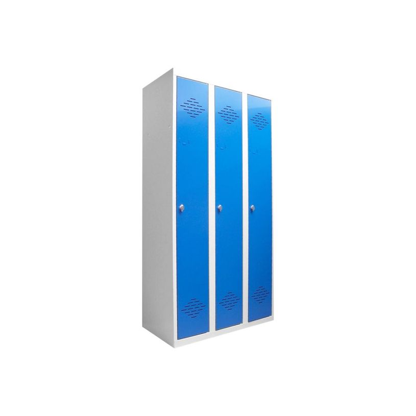0000012200559-Vestiaire Industrie Propre monobloc - 3 portes - H180 x L90 x P50 cm - gris/bleu-P_1220055_1-0