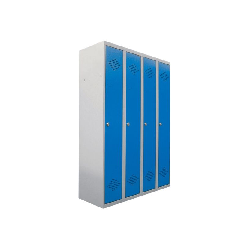 0000012200610-Vestiaire Industrie Propre monobloc - 4 portes - H180 x L120 x P50 cm -  gris/bleu-P_1220061_1-0