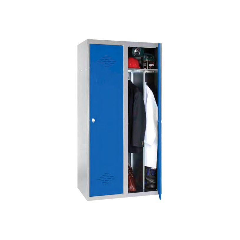 0000012200702-Vestiaire Industrie Salissante monobloc - 2 portes - H180 x L80 x P50 cm - gris/bleu-P_1220070_1-0