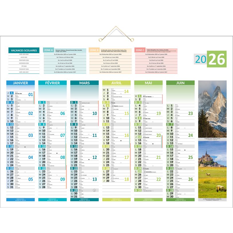 3592930026672-Calendrier bancaire année civile BOUCHUT "4 Saisons" 40,5 x 55 cm Pefc 70 %--0