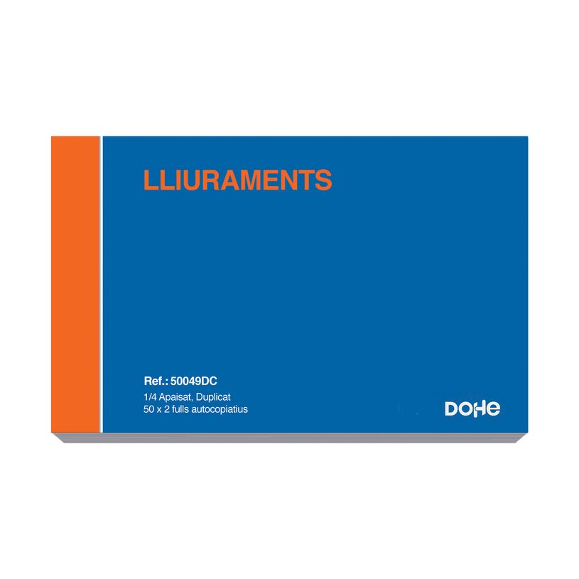 8421938500509-Dohe - Libro de reparto - 50 hojas - 1/4 A4 - apaisado - duplicado - sin copia de carbón--1