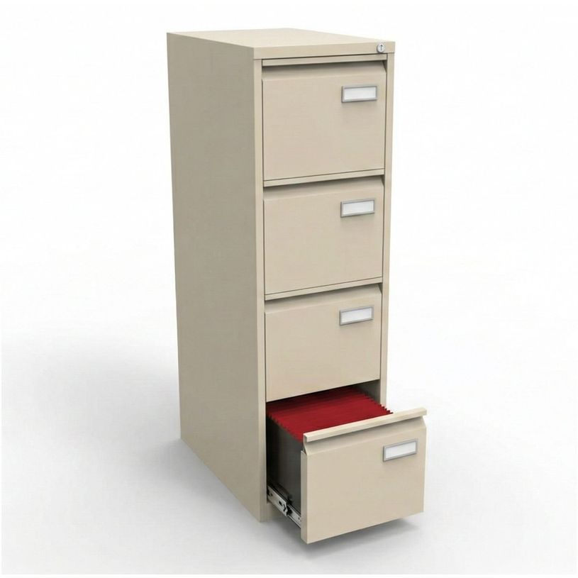 5020073257045-Classeur à tiroirs Bisley  - 4 tiroirs - H132 x L41 x P62 cm - beige--0