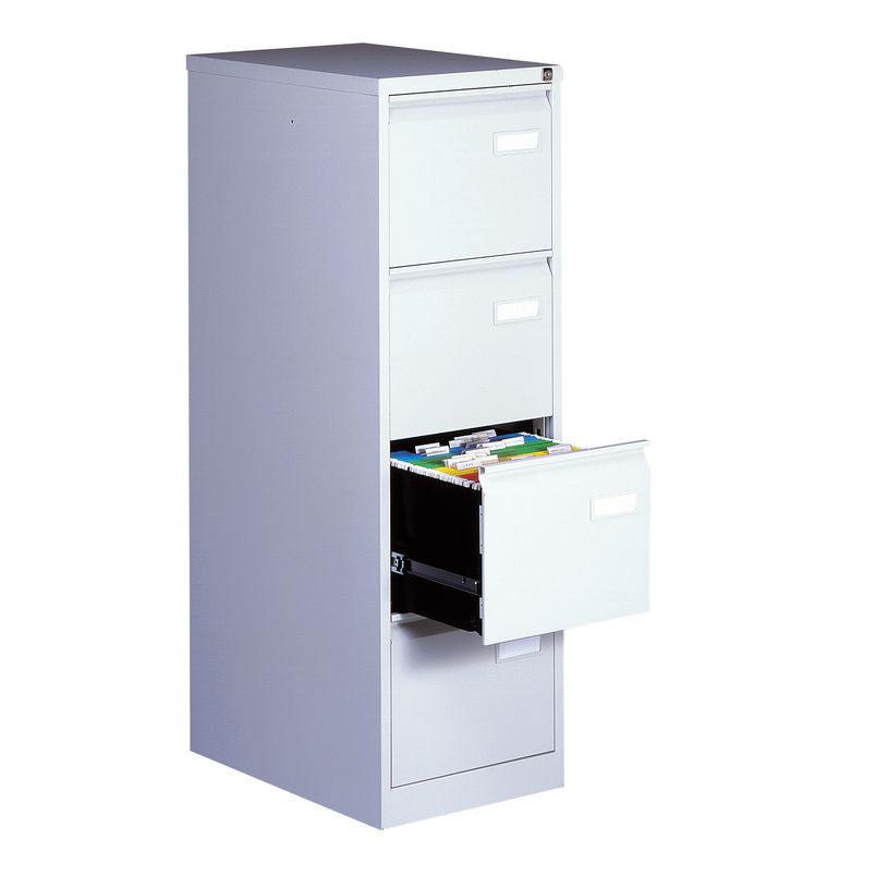 0000001230192-Classeur à tiroirs Bisley  - 4 tiroirs - H132 x L41 x P62 cm - gris clair--0