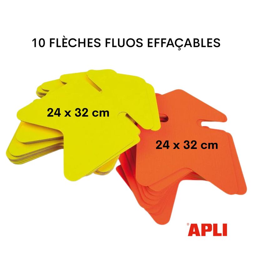 3270241239102-Apli Agipa - 10 flèches fluo effaçables - jaune/orange - 24 x 32 cm--1