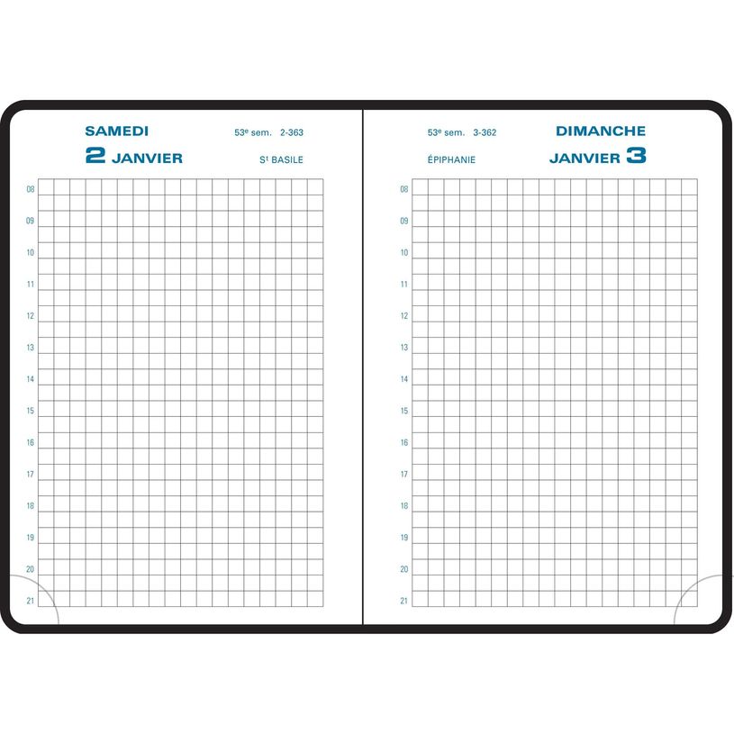 3660942004756-Agenda de poche à élastique Journal 13 - 1 jour par page quadrillé - 8,5 x 13 cm - disponible dans différentes cou--3