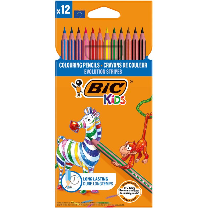3086123499102-BIC KiDS Evolution Stripes - Lápiz de color - colores surtidos - 3.2 mm (paquete de 12)--1
