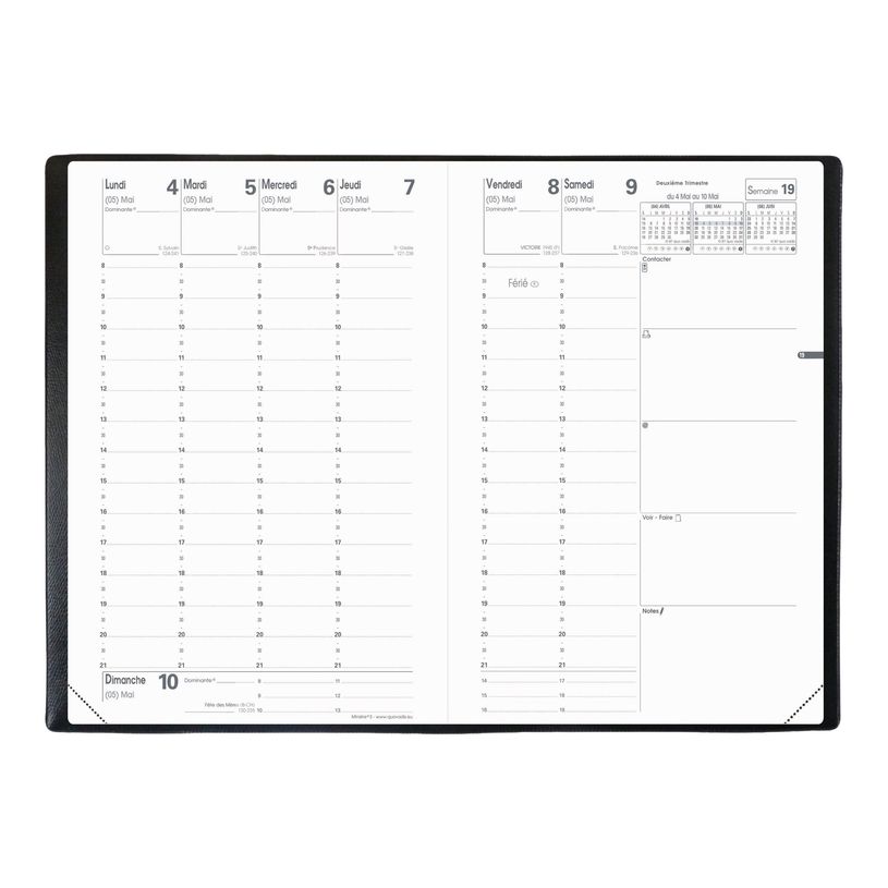 3371010123056-Quo Vadis - Agenda - Ministre - Semainier Planning - Français - Impala - Noir - 14 mois de décembre à janvier - 16x24 cm - Papier Clairefontaine bla-P_151602_1-5