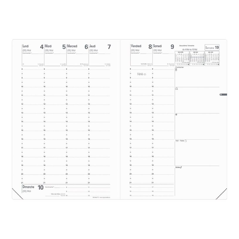 3371010123056-Quo Vadis - Agenda - Ministre - Semainier Planning - Français - Impala - Noir - 14 mois de décembre à janvier - 16x24 cm - Papier Clairefontaine bla-P_151602_2-3