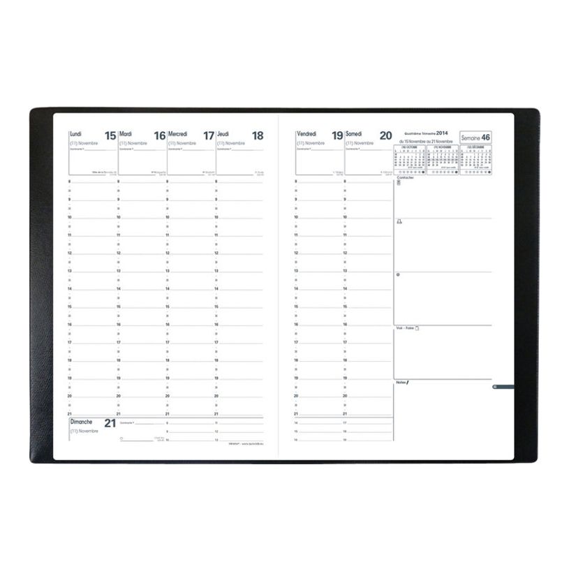 3371010123056-Quo Vadis - Agenda - Ministre - Semainier Planning - Français - Impala - Noir - 14 mois de décembre à janvier - 16x24 cm - Papier Clairefontaine bla-P_151602_6-6