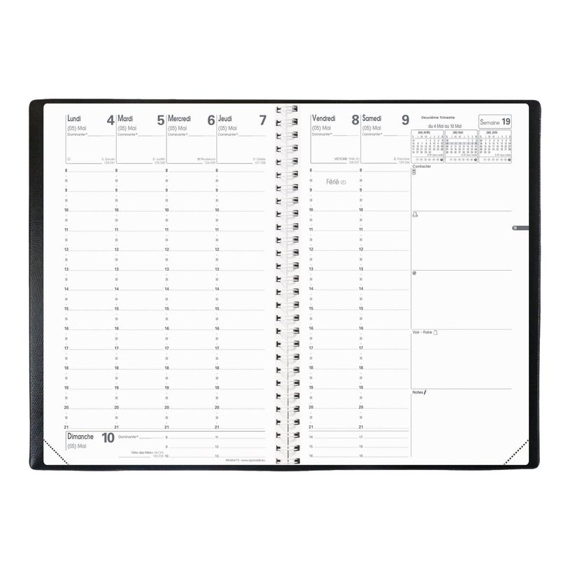 3371010166336-Quo Vadis - Agenda - Spiralé avec répertoire - Ministre S - Semainier Planning - Français - Impala - Noir - 14 mois de déc-P_152572_1-3