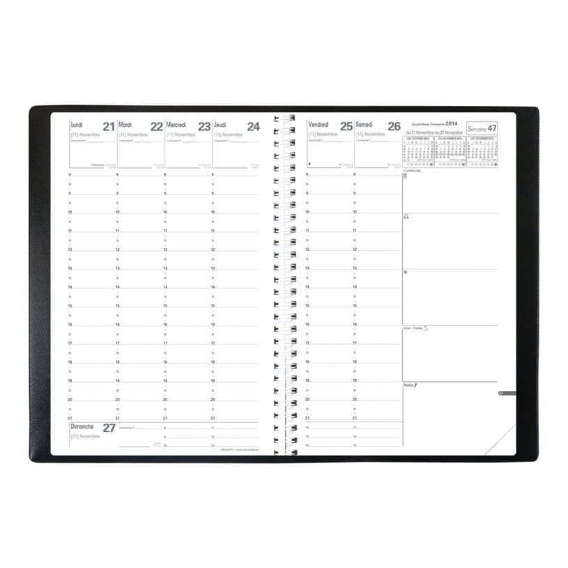 3371010166336-Quo Vadis - Agenda - Spiralé avec répertoire - Ministre S - Semainier Planning - Français - Impala - Noir - 14 mois de déc-P_152572_6-5