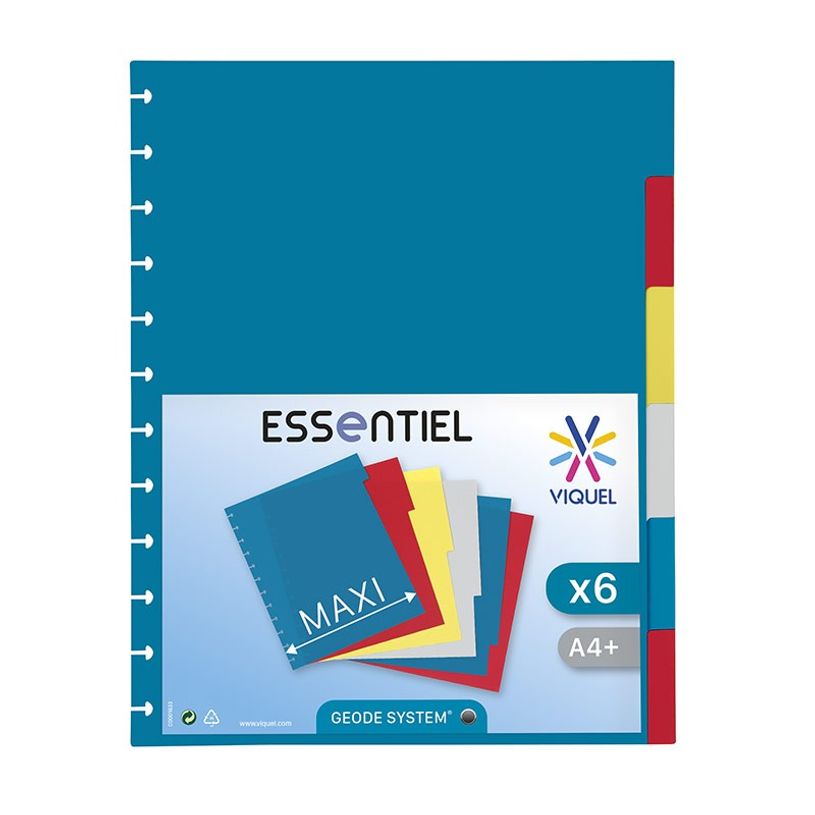 3135251524870-Viquel Geode - Intercalaire repositionnable 6 positions - A4 Maxi - polypropylène coloré-P_152687_2-1
