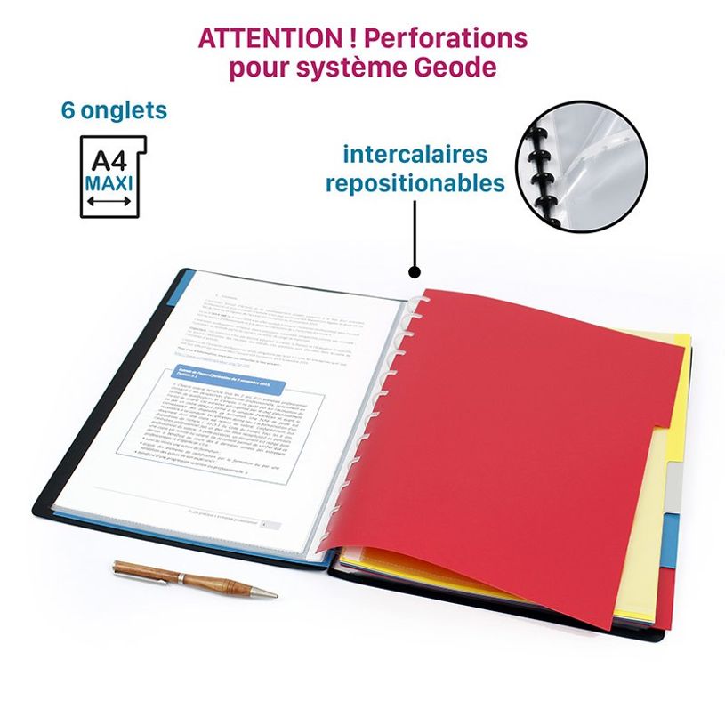 3135251524870-Viquel Geode - Intercalaire repositionnable 6 positions - A4 Maxi - polypropylène coloré-P_152687_5-4