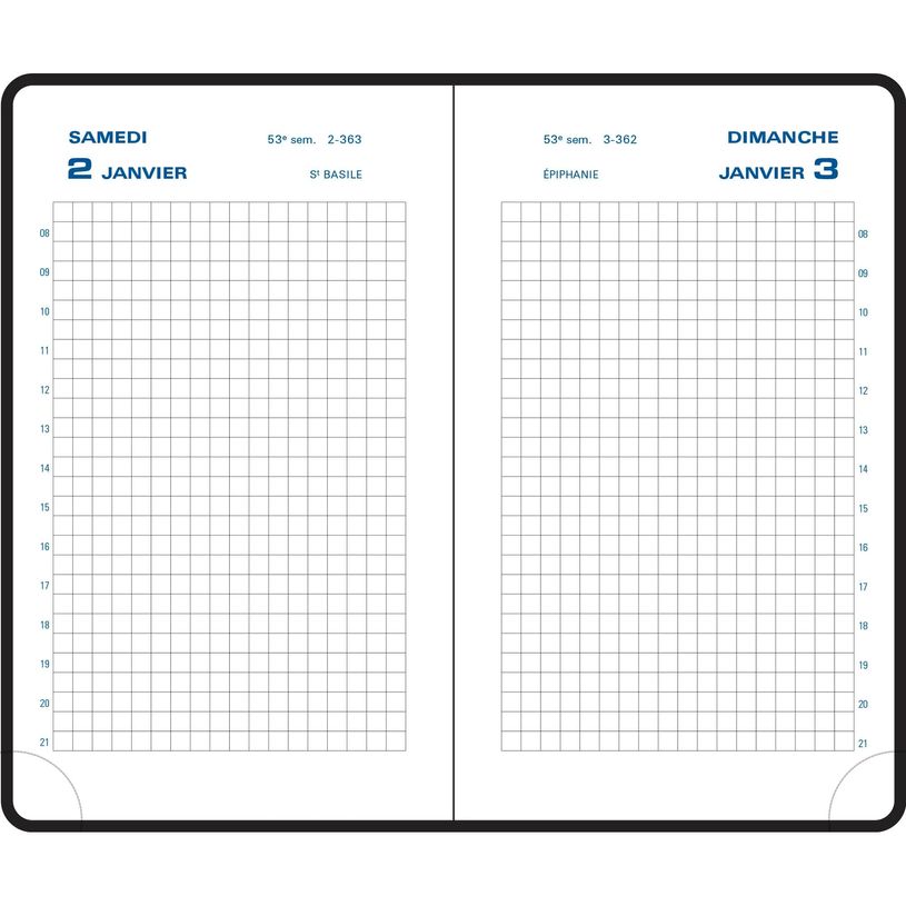 3660942004770-Agenda de poche à élastique - 1 jour par page quadrillé - 9 x 14,6 cm - disponible dans différentes cou--3