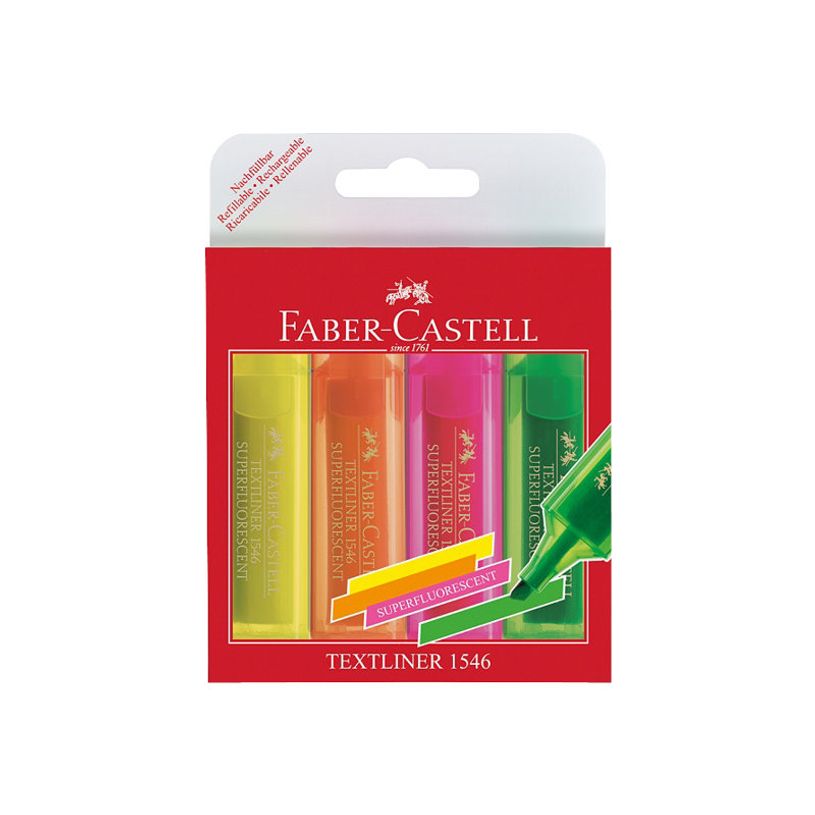 4005401546047-Faber-Castell Textliner 1546 - Pack de 4 surligneurs fluorescents - Couleurs assorties-P_154604_1-0
