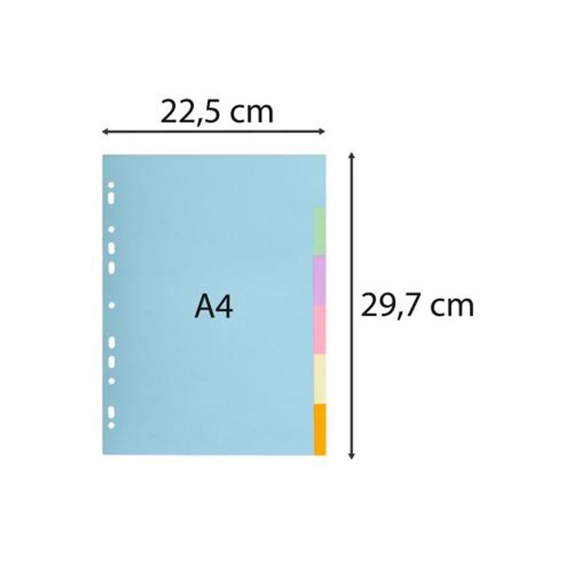 3130630016069-Exacompta Forever - Intercalaire 6 positions - A4 - carte recyclée couleurs pastel--3