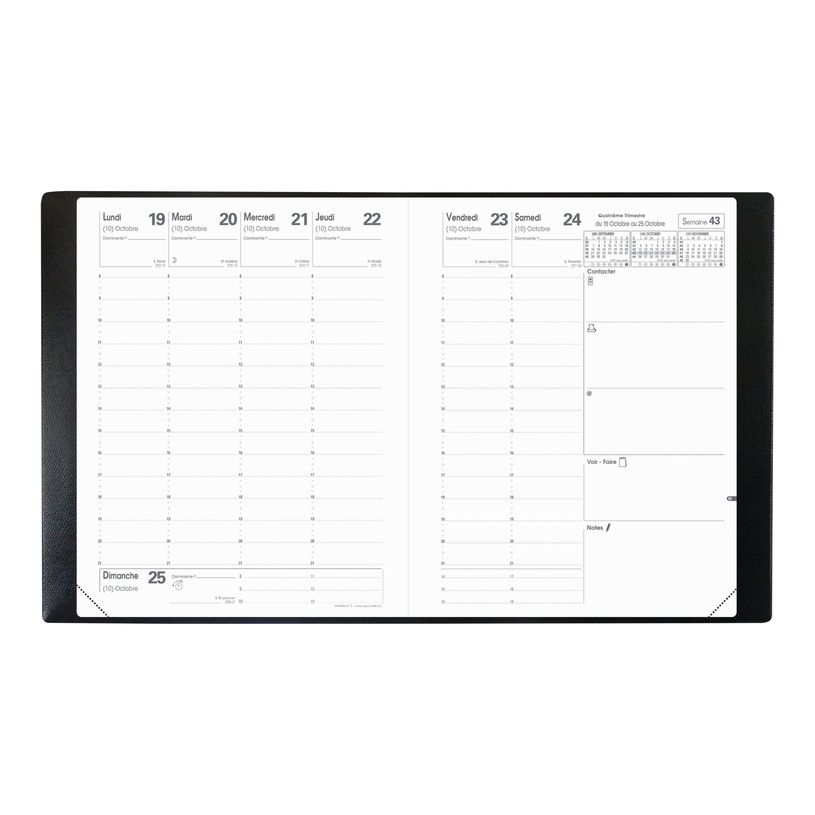 3371010124152-Quo Vadis - Agenda - Président - Semainier Planning - Français - Impala - Noir - 14 mois de décembre à janvier - 21x27 cm - Papier Clairefontaine bla-P_161582_1-4